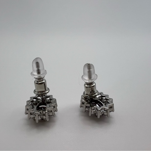 Diamond & Amethyst Simulant Stud Earrings - Picture 3 of 3